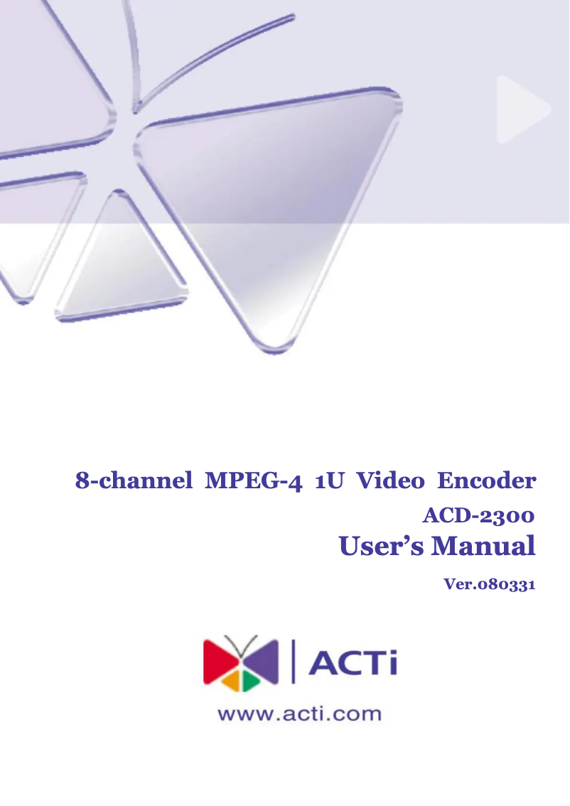 Image de la première page du manuel de l'appareil ACD-2300