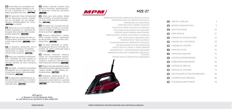 Page n°1 - Manuel utilisateur MPM MZE-27