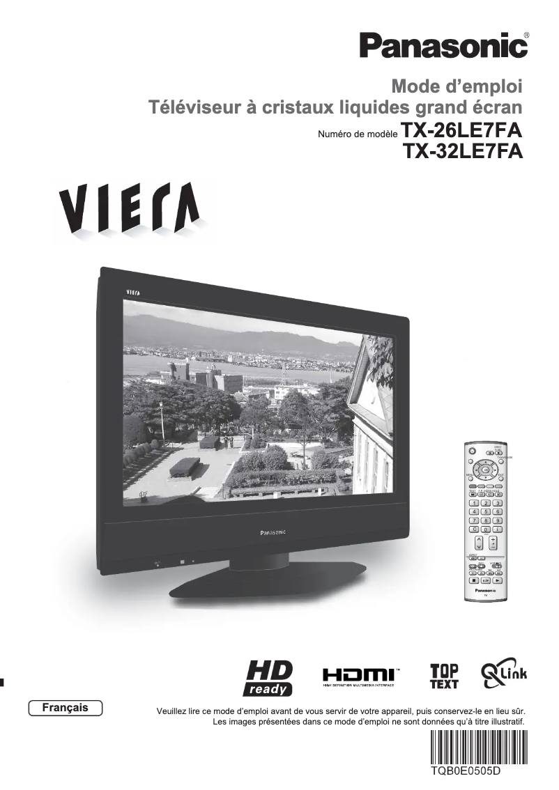 Page 1 de la notice Manuel utilisateur Panasonic Viera TX-32LE7FA