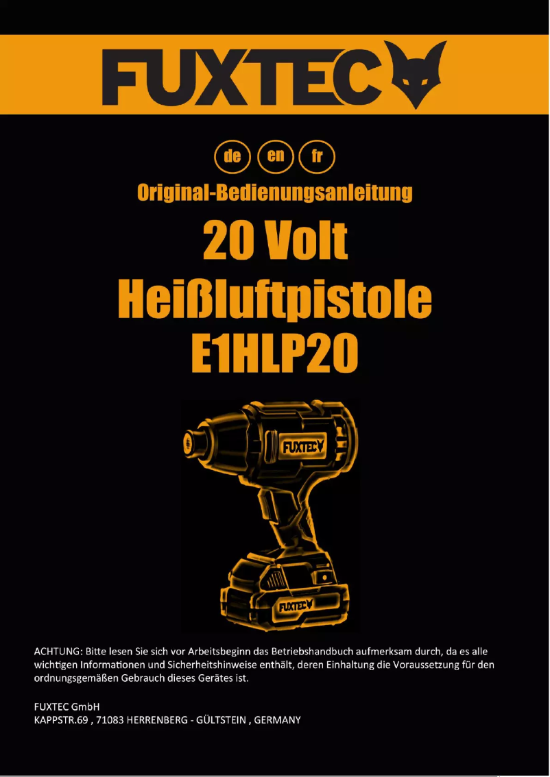 Page 1 de la notice Manuel utilisateur Fuxtec FX-E1HLP20