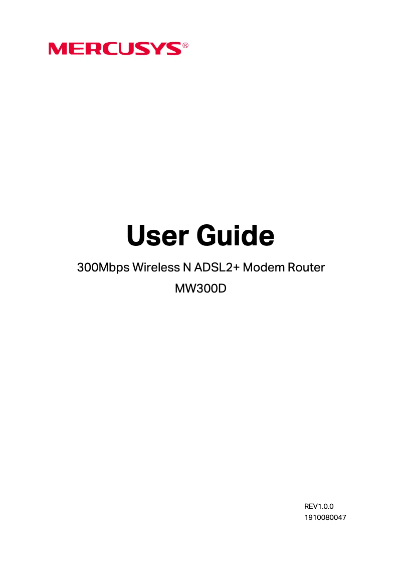 Page 1 de la notice Manuel utilisateur Mercusys MW300D