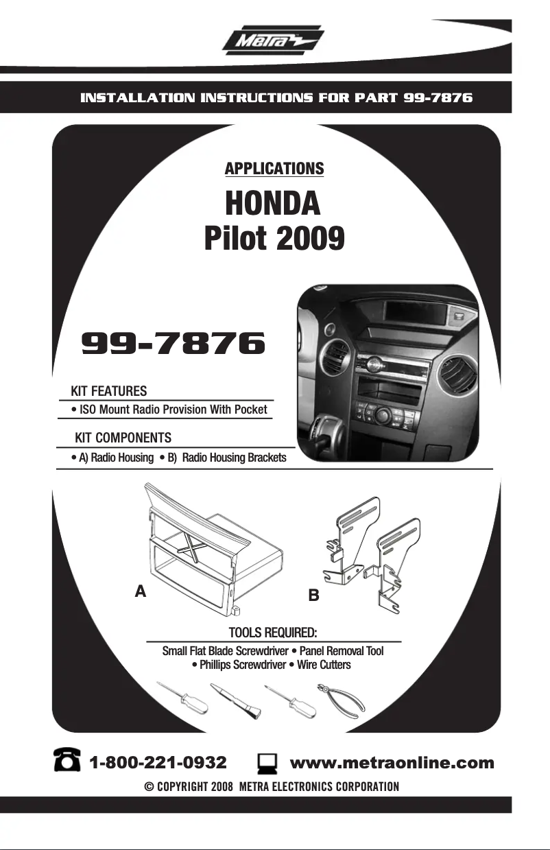 Page n°1 - Manuel utilisateur Metra 99-7876