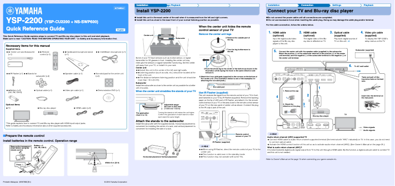 Page 1 de la notice Manuel utilisateur Yamaha YSP-2200