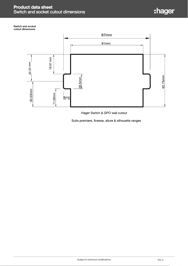 Page 1 de la notice Fiche technique Hager WBWSH3