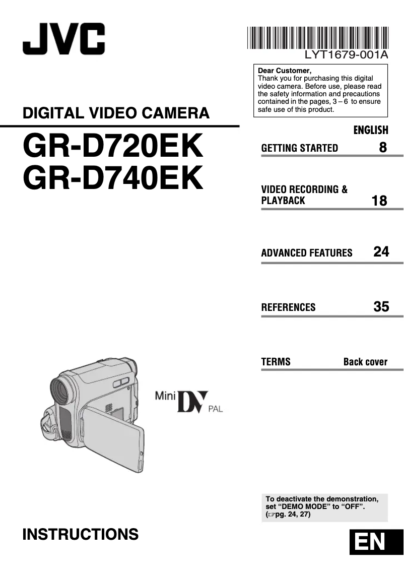 Page 1 de la notice Manuel utilisateur JVC GR-D720