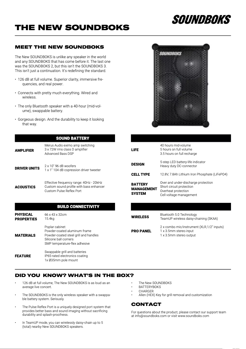 Page n°1 - Fiche technique SOUNDBOKS 3