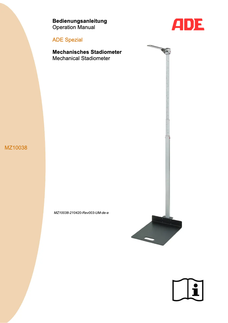 Page 1 de la notice Manuel utilisateur ADE MZ10038