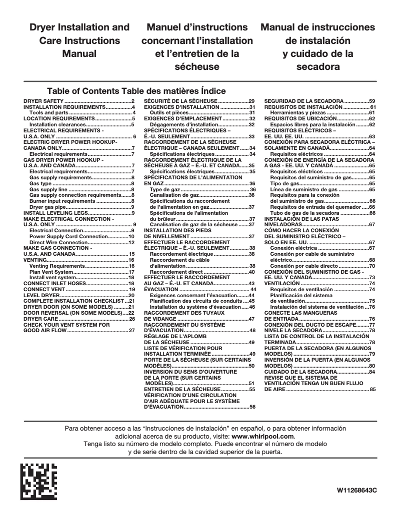 Image de la première page du manuel de l'appareil WGD8127LC