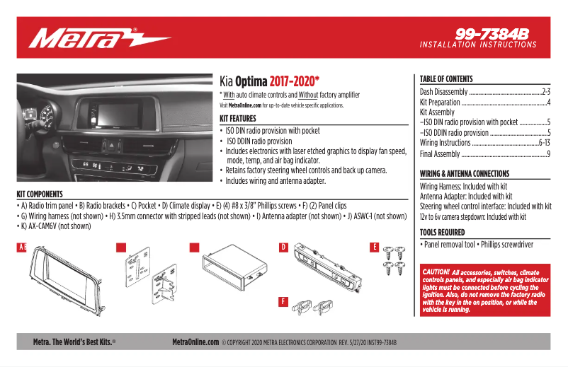 Page n°1 - Guide d'installation Metra 99-7384B
