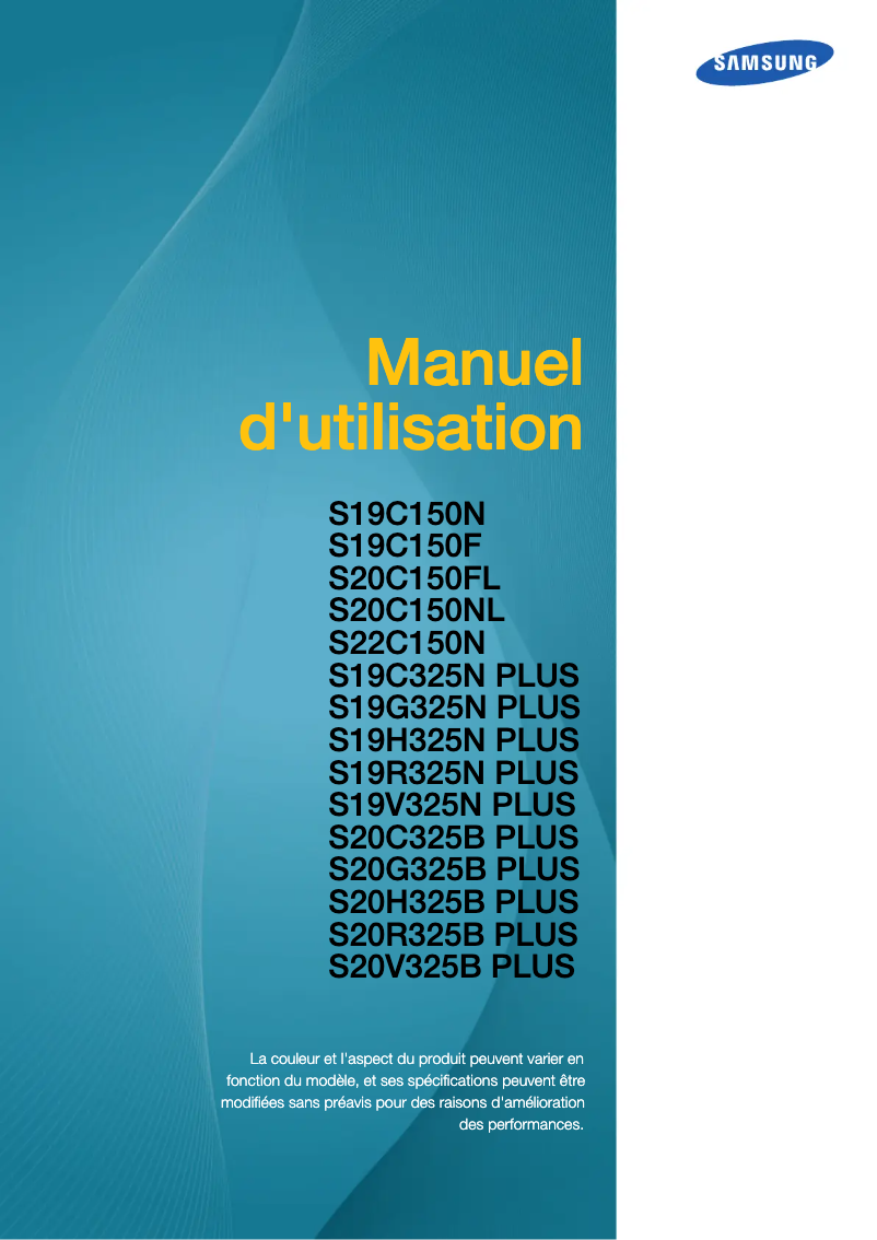 Page 1 de la notice Manuel utilisateur Samsung SyncMaster S19C150N