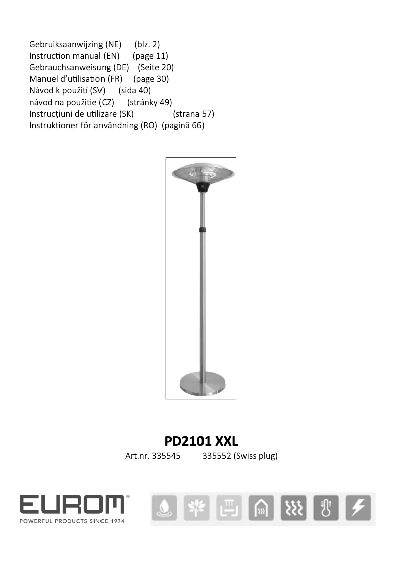 Page n°1 - Manuel utilisateur Eurom PD2101 XXL
