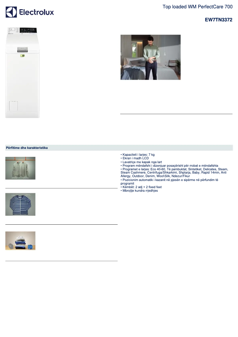 Page n°1 - Fiche technique Electrolux EW7TN3372