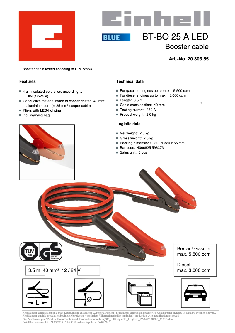 Page 1 de la notice Manuel utilisateur Einhell BT-BO 25 A LED