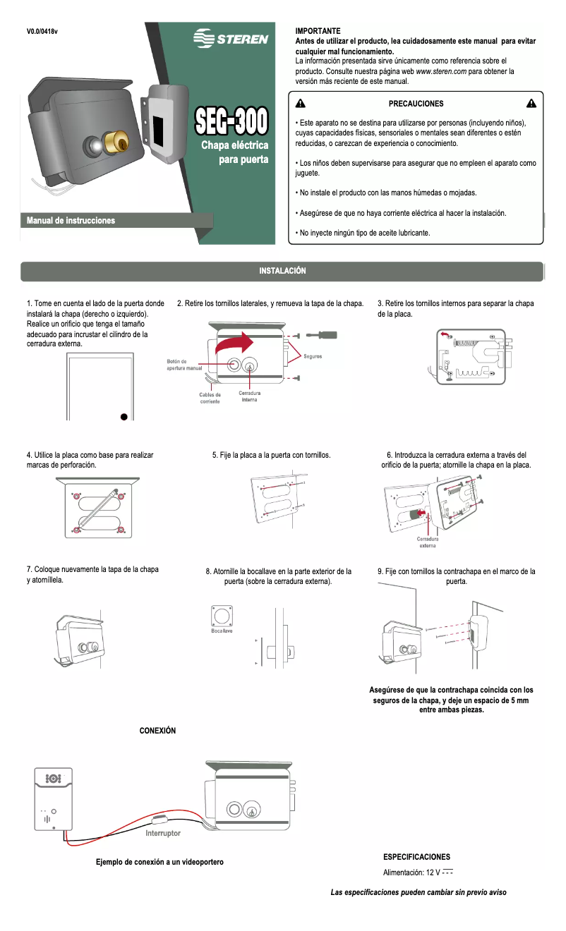 Page 1 de la notice Manuel utilisateur Steren SEG-300