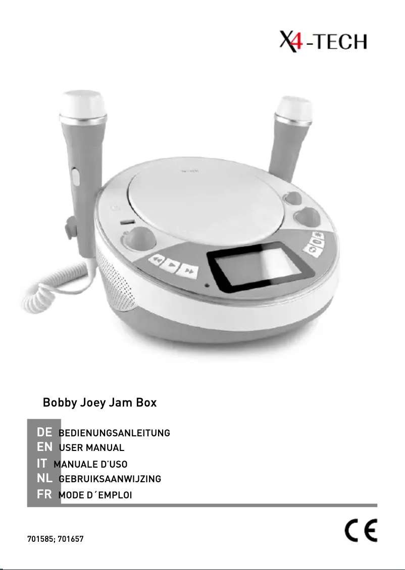 Page n°1 - Manuel utilisateur X4 Tech Bobby Joey Jam Box
