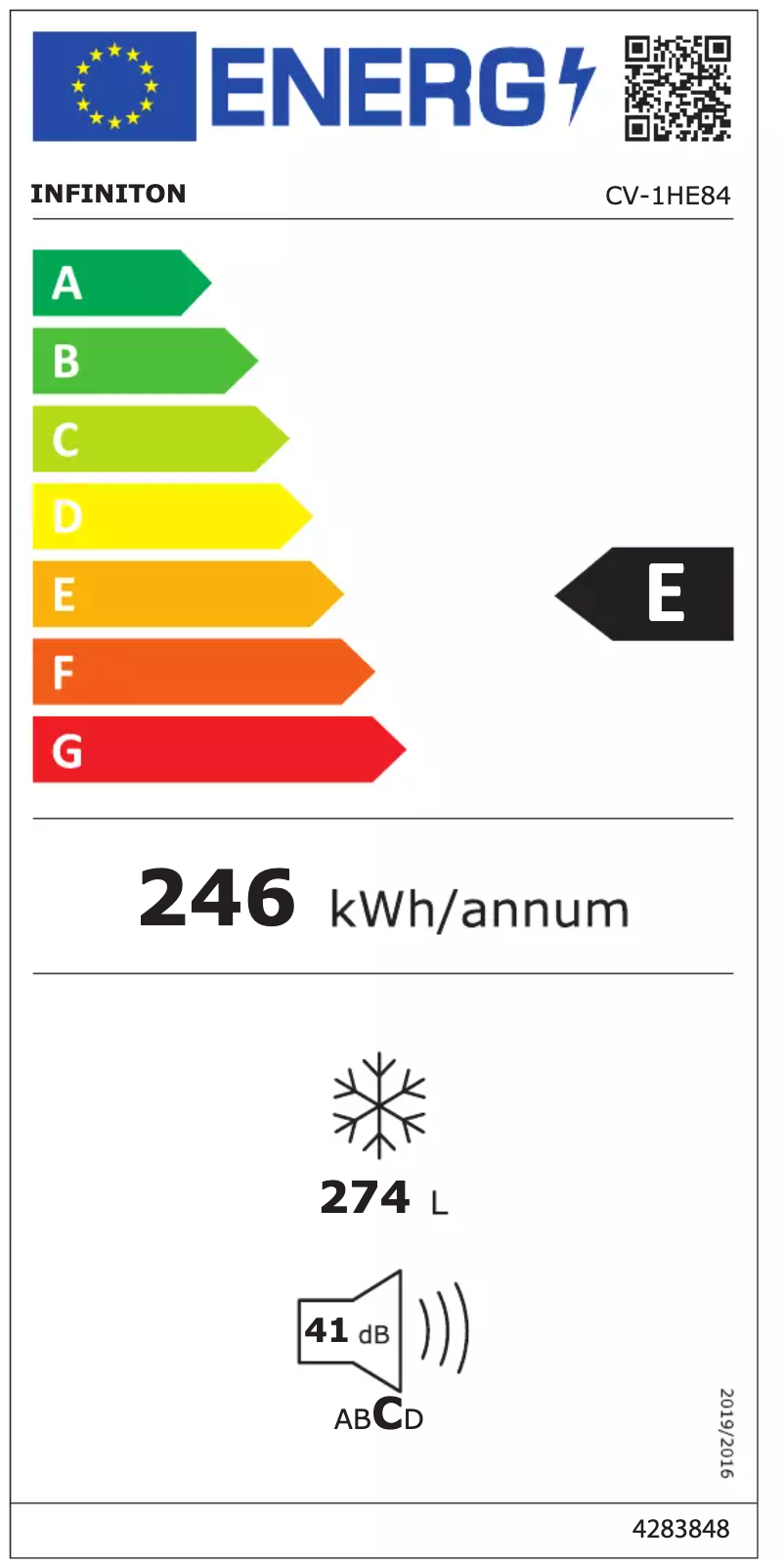 Page n°1 - Label énergétique Infiniton CV-1HE84