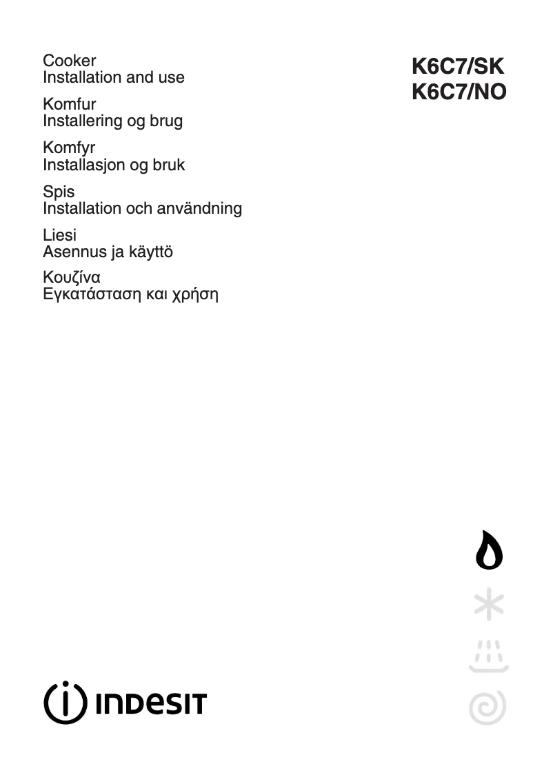 Page 1 de la notice Manuel utilisateur Indesit K6C7/NO