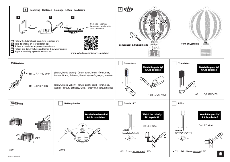 Page 1 de la notice Manuel utilisateur Velleman WSL221