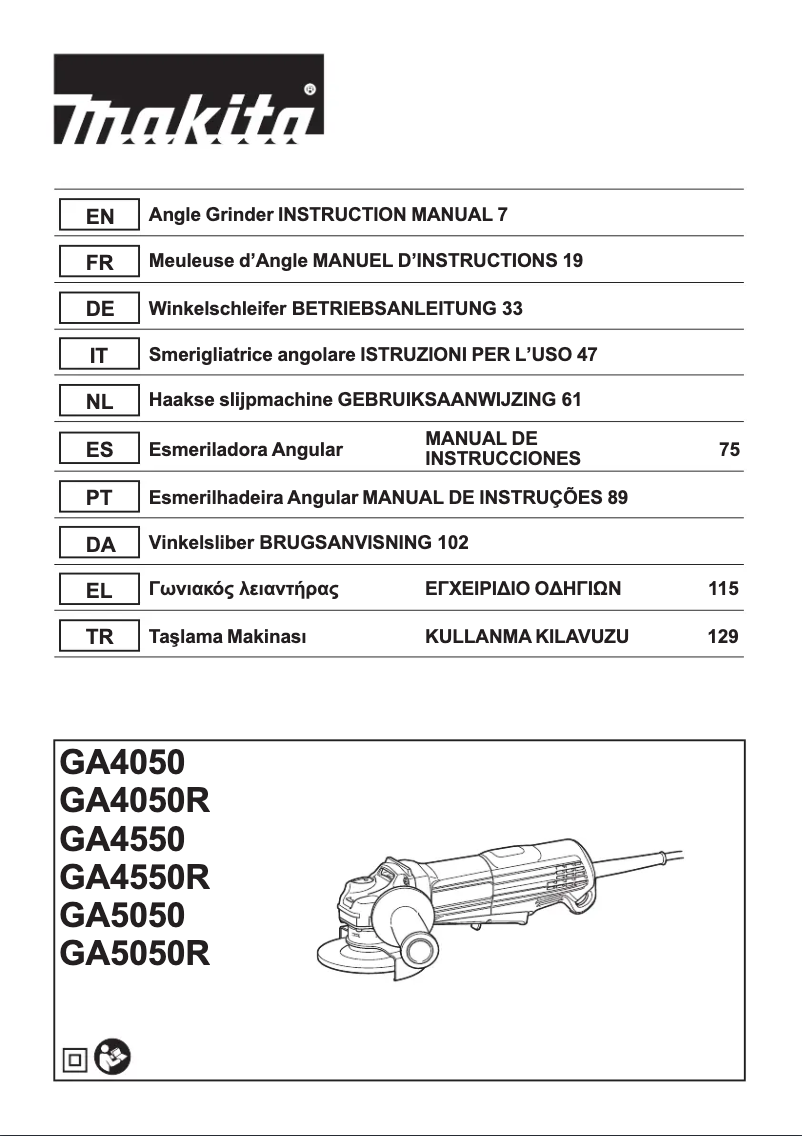 Page 1 de la notice Manuel utilisateur Makita GA5050