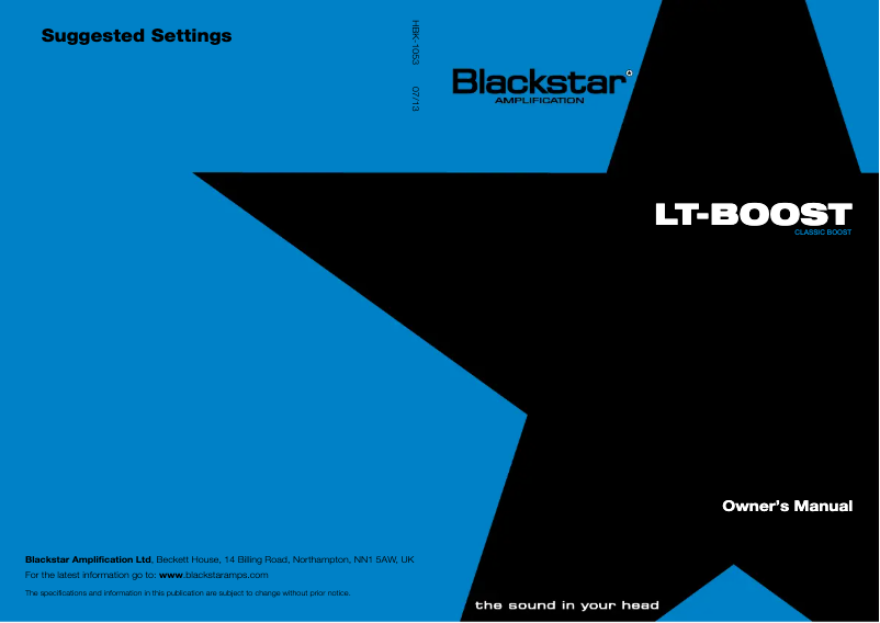 Page n°1 - Manuel utilisateur Blackstar LT-BOOST