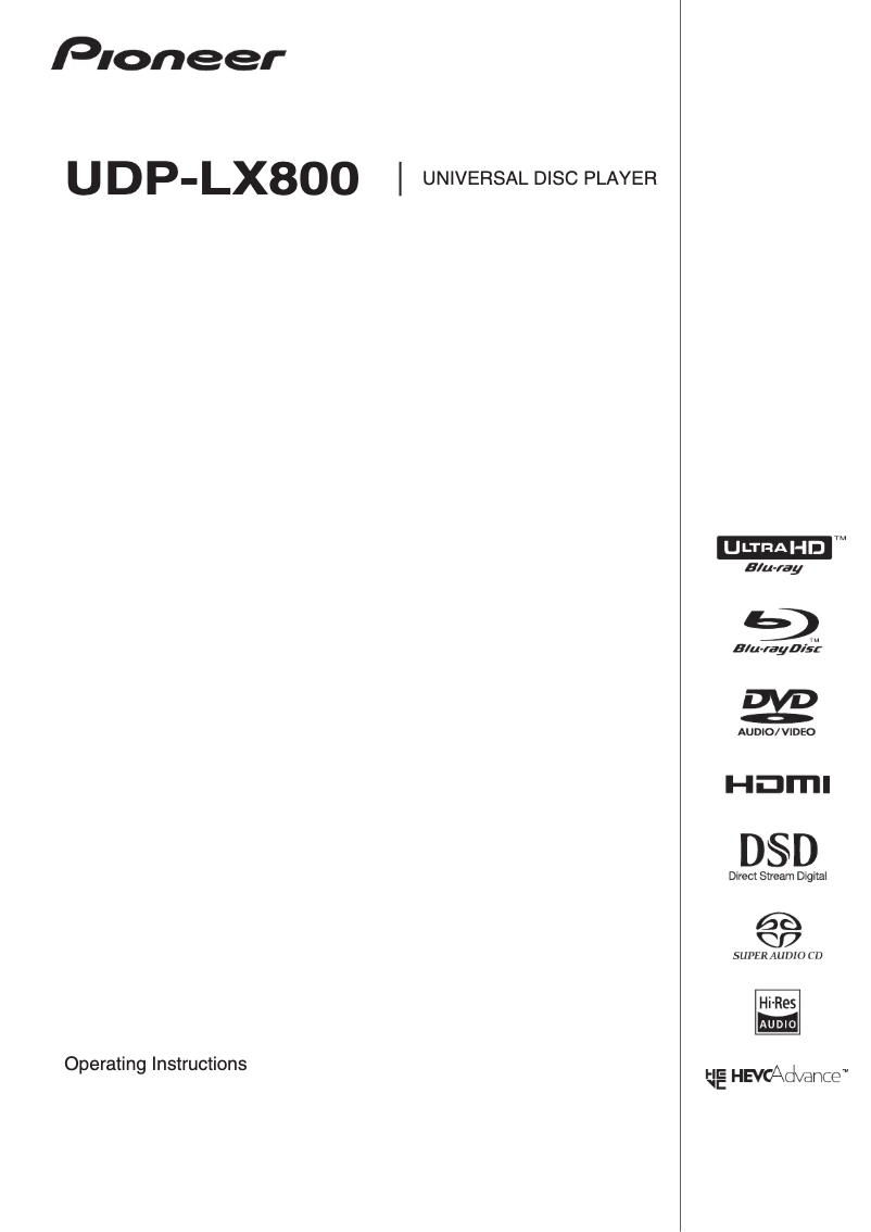 Page 1 de la notice Manuel utilisateur Pioneer UDP-LX800