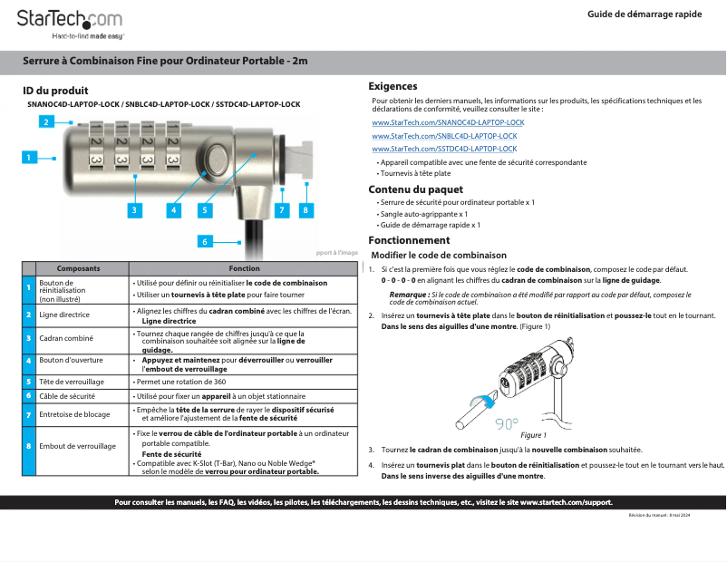 Page n°1 - Manuel utilisateur StarTech.com SSTDC4D-LAPTOP-LOCK