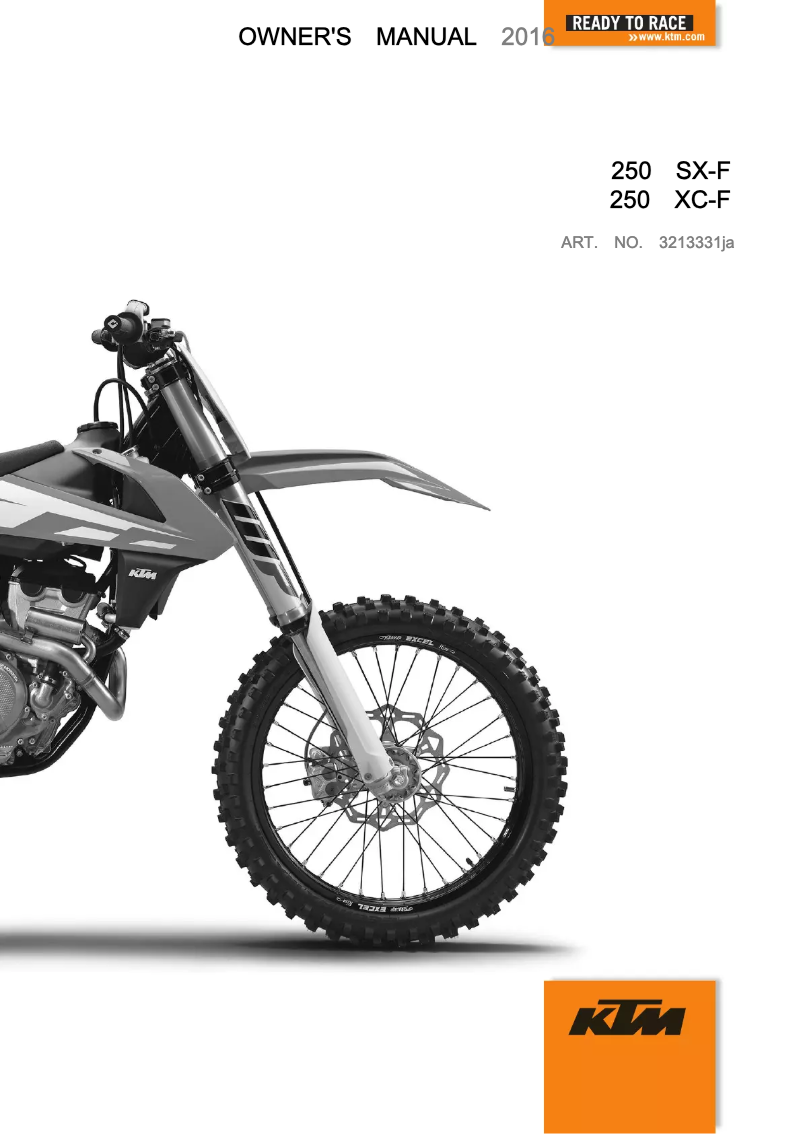 Image de la première page du manuel de l'appareil 250 SX-F (2016)