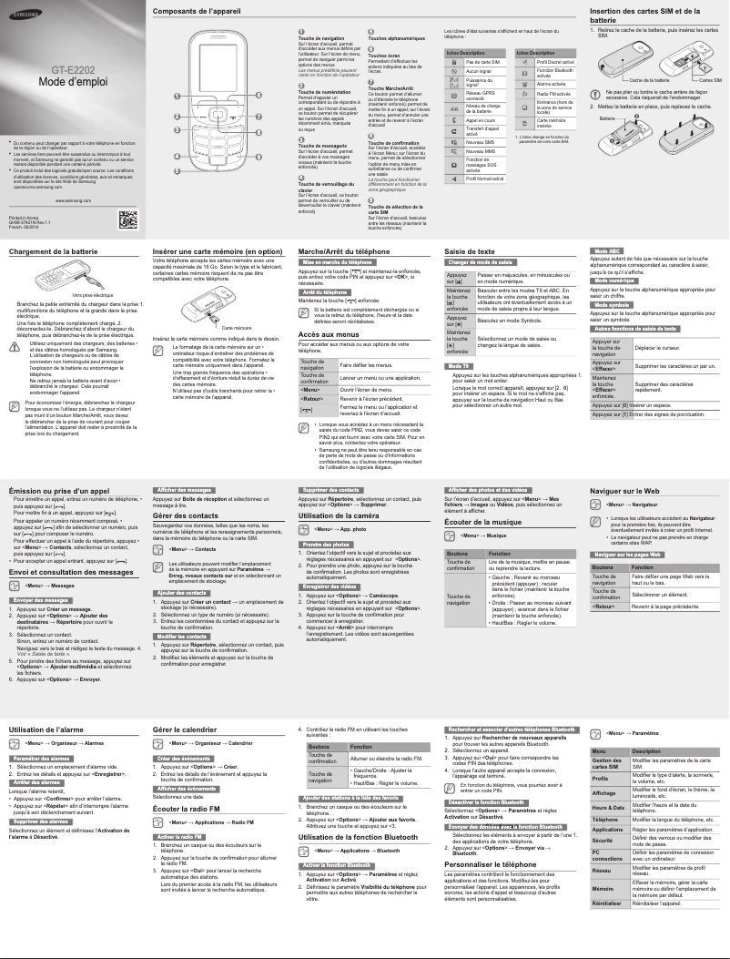 Page n°1 - Manuel utilisateur Samsung E2202