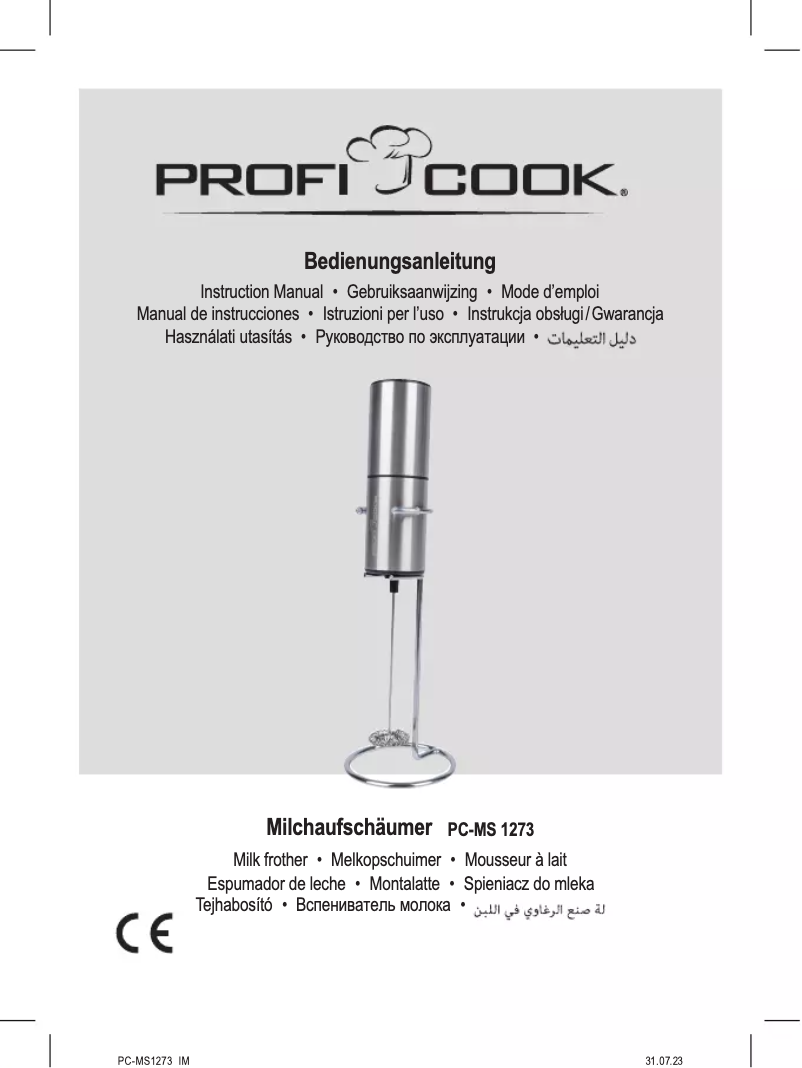 Page 1 de la notice Manuel utilisateur ProfiCook PC-MS 1273