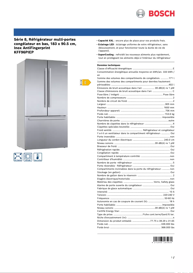 Image de la première page du manuel de l'appareil KFF96PIEP