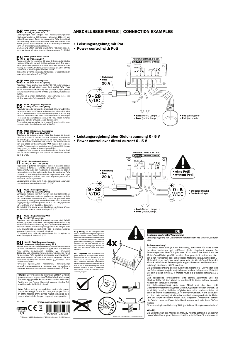Page 1 de la notice Manuel utilisateur Kemo M195