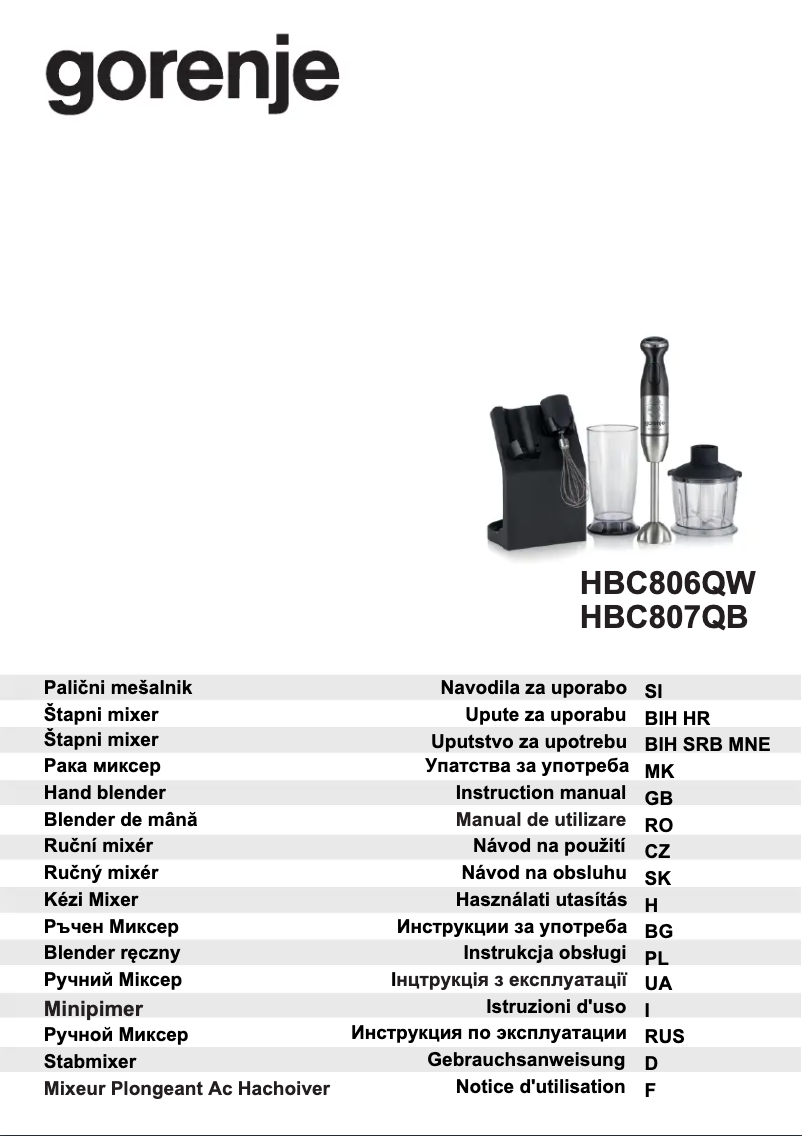 Page 1 de la notice Manuel utilisateur Gorenje HBC806QW