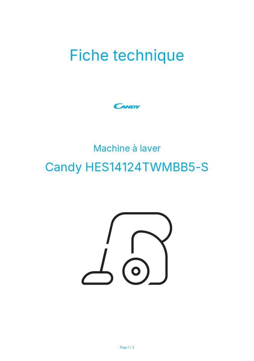 Page n°1 - Fiche technique Candy HES14124TWMBB5-S