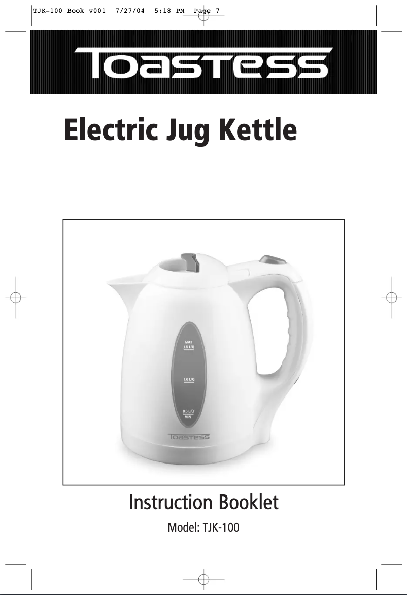Page 1 de la notice Manuel utilisateur Toastess TJK-100