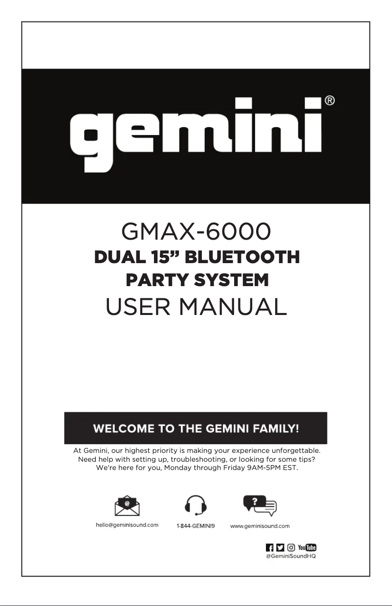 Page n°1 - Manuel utilisateur Gemini GMAX-6000