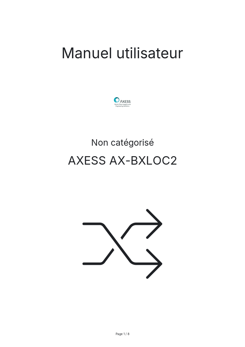 Page n°1 - Manuel utilisateur AXESS AX-BXLOC2