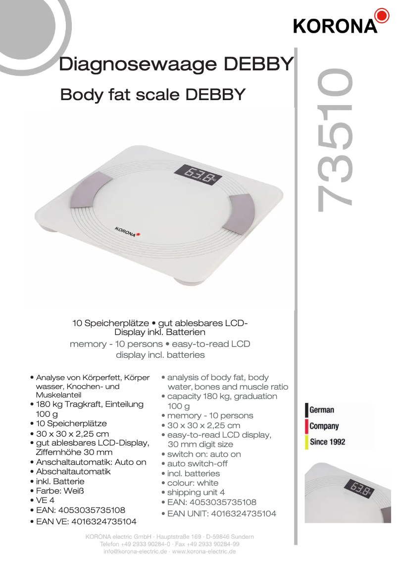 Image de la première page du manuel de l'appareil Debby 73510