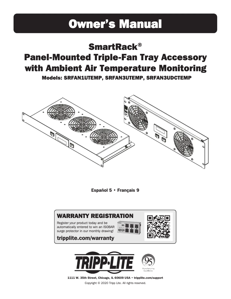 Page n°1 - Manuel utilisateur Tripp Lite SmartRack SRFAN1UTEMP