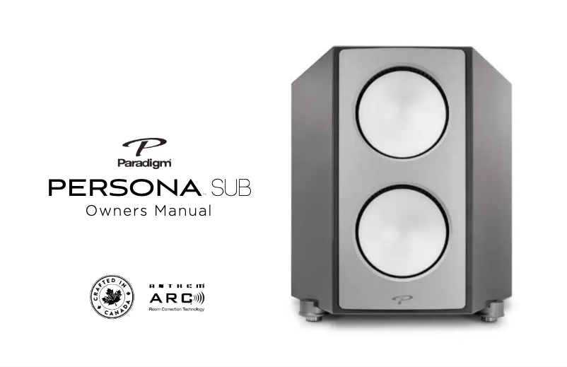 Page 1 de la notice Manuel utilisateur Paradigm Persona SUB