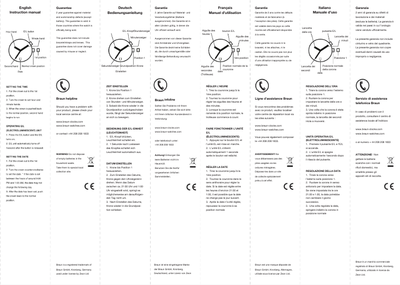 Page n°1 - Manuel utilisateur Braun BN0013