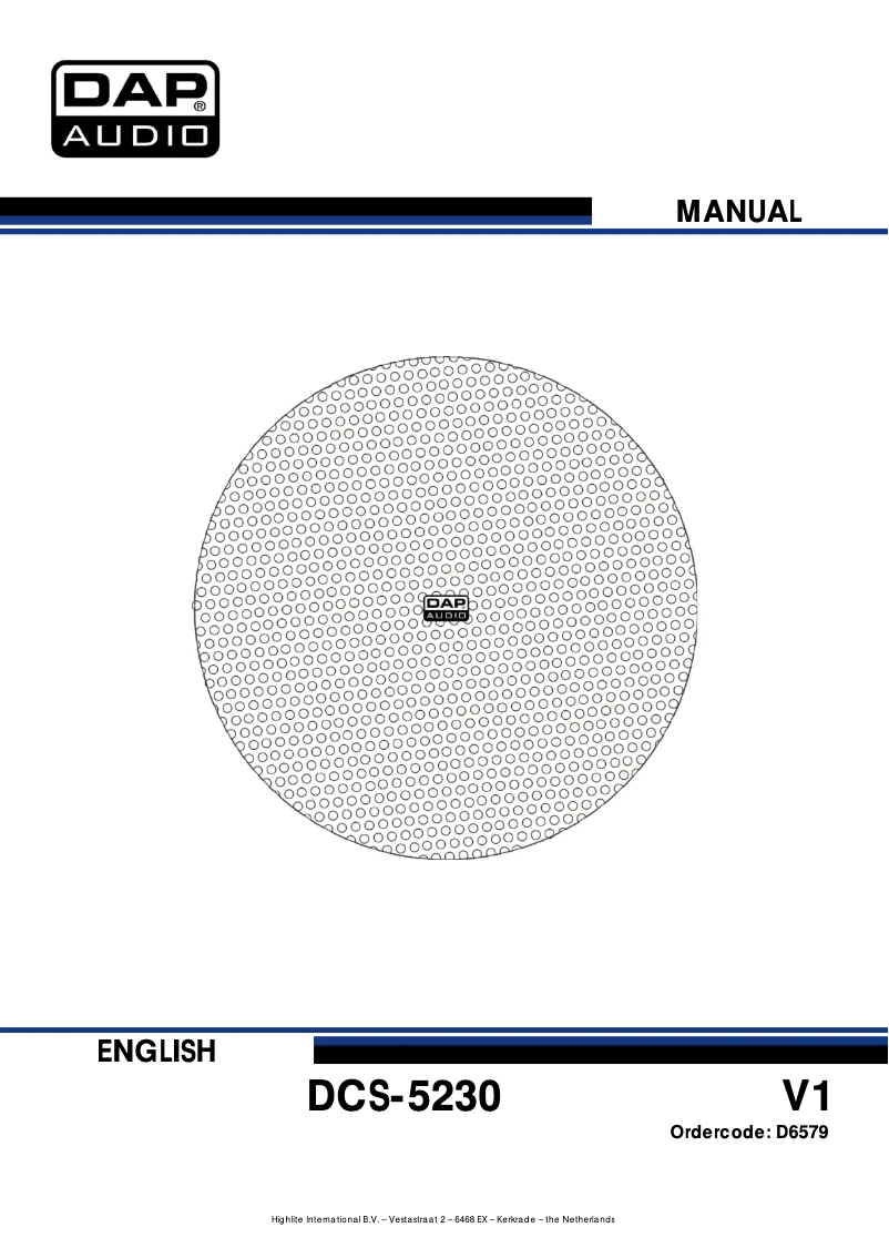 Page 1 de la notice Manuel utilisateur DAP-Audio DCS-5230