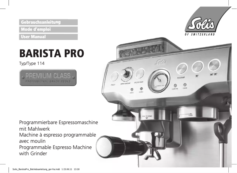 Page n°1 - Manuel utilisateur Solis Barista Pro 114