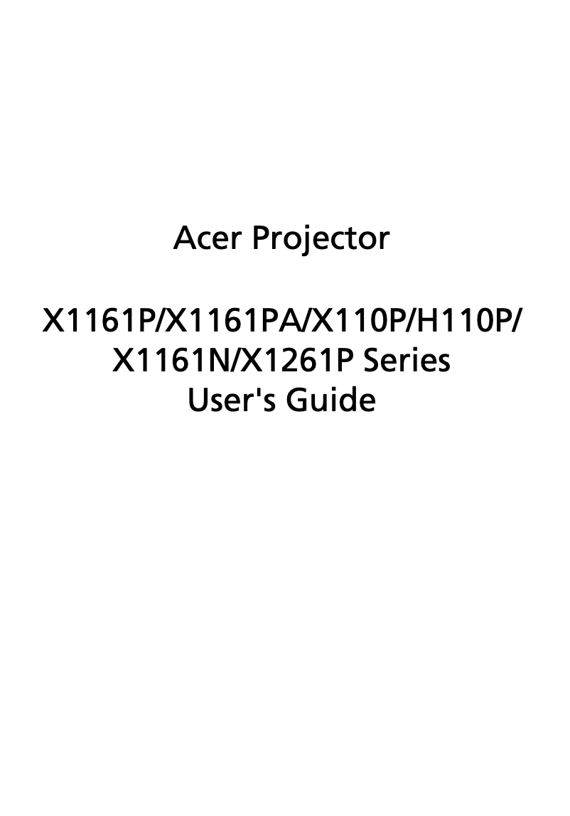 Page n°1 - Manuel utilisateur Acer X1261P