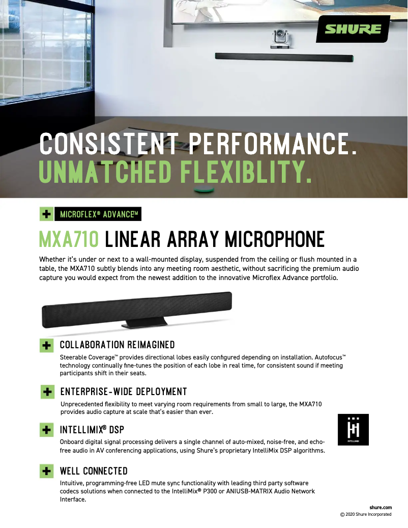 Page n°1 - Fiche technique Shure MXA710
