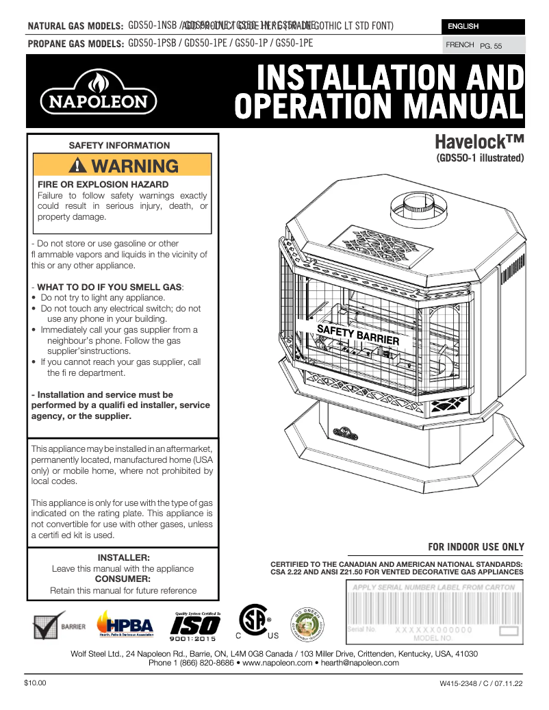Image de la première page du manuel de l'appareil Havelock GDS50