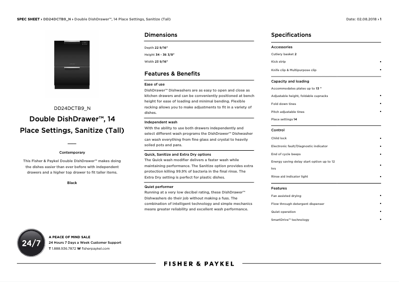 Page n°1 - Fiche technique Fisher & Paykel DD24DCTB9N