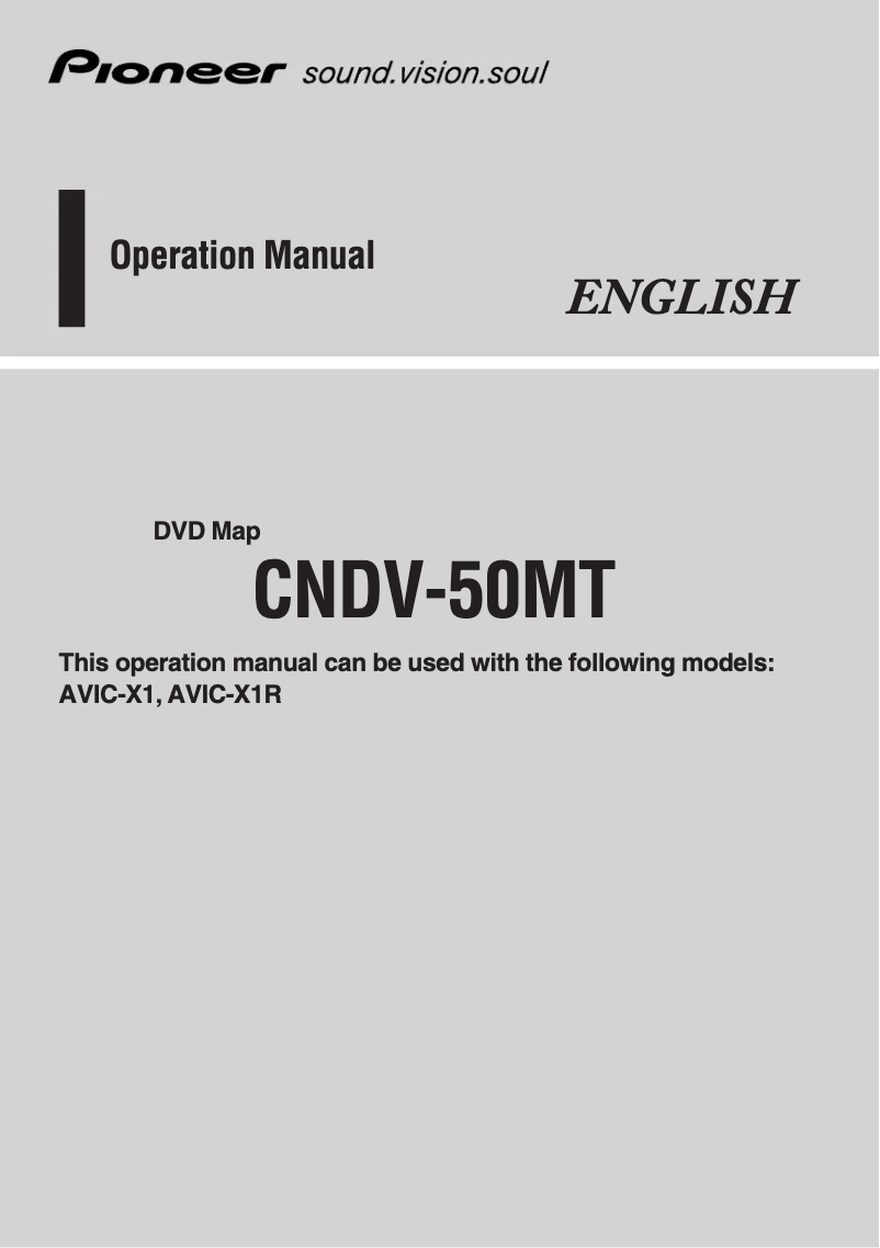 Page n°1 - Manuel utilisateur Pioneer CNDV-50MT