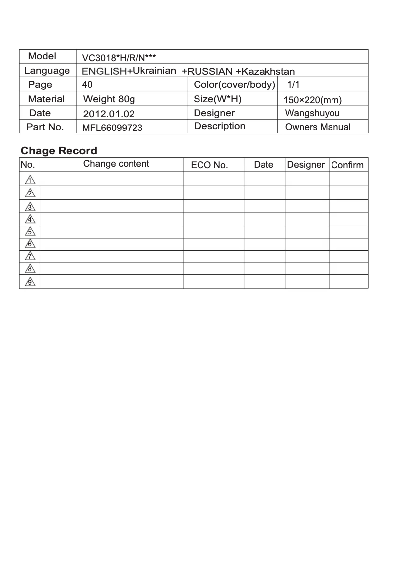 Page n°1 - Manuel utilisateur LG VK71108HU