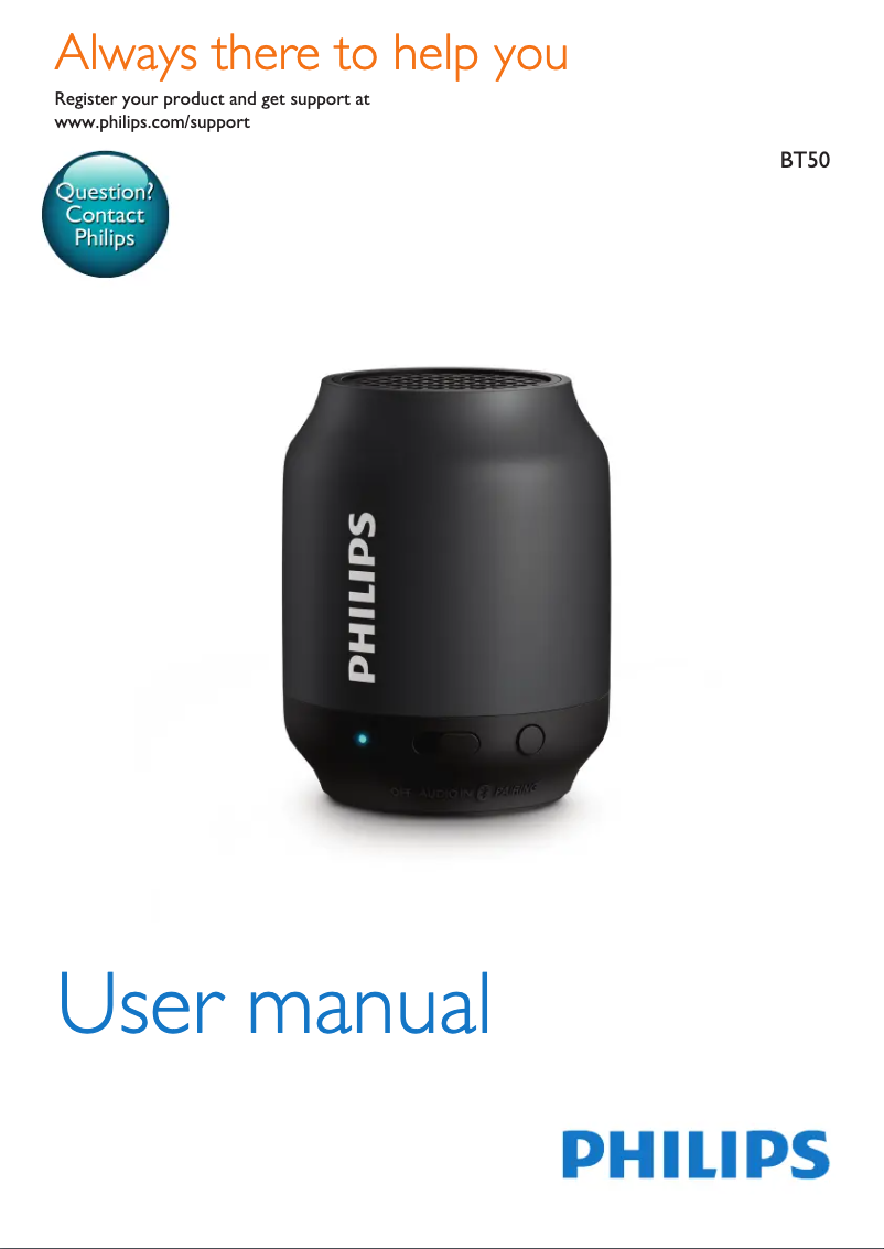 Page 1 de la notice Manuel utilisateur Philips BT50BX