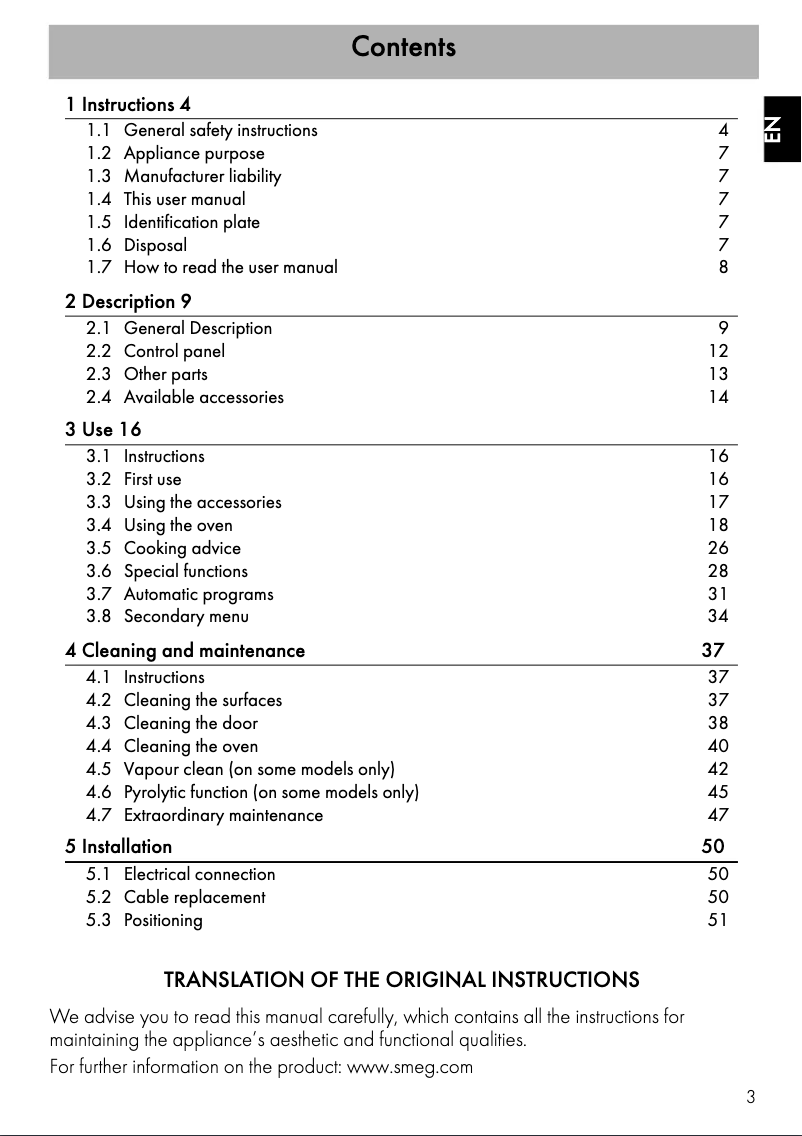 Page 1 de la notice Manuel utilisateur Smeg SFPA6925P